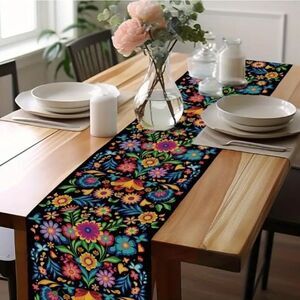 Floral Linen Table Runner - Multicolor New